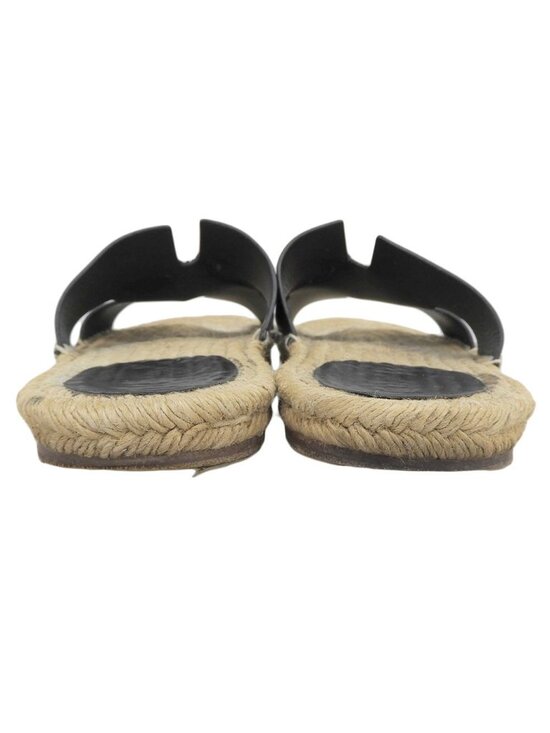 Hermes Leather Espadrilles Antigua Sandals Black Actual main image 5
